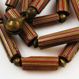 African Chevron Trade Bead & Brass Necklace