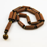 African Chevron Trade Bead & Brass Necklace