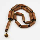 African Chevron Trade Bead & Brass Necklace