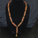 African Chevron Trade Bead & Brass Necklace