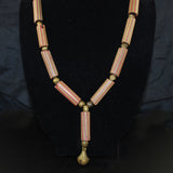 African Chevron Trade Bead & Brass Necklace