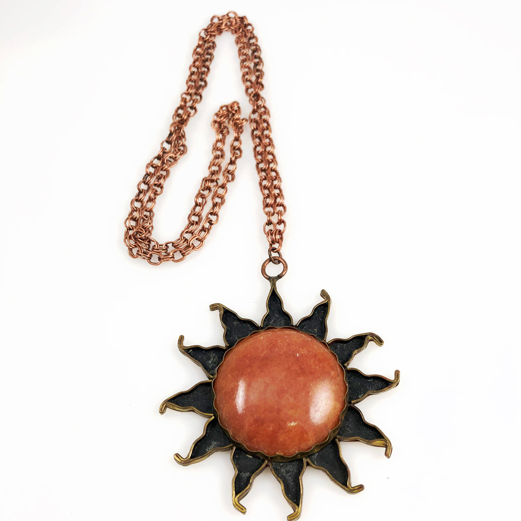 Copper Sun Onyx Pendant Necklace Mexico