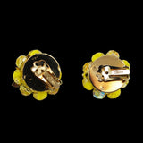 Coro Yellow Beaded Cluster Earrings Clip On