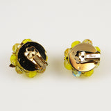 Coro Yellow Beaded Cluster Earrings Clip On
