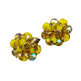 Coro Yellow Crystal Cluster Earrings