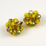 Coro Yellow Crystal Cluster Earrings