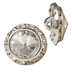 Rivoli Crystal Buttons silver base with rhinestones with shank