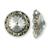 Rivoli Crystal in a silver base with rhinestones with shank  