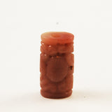 Red Jade Carved Barrel Beads