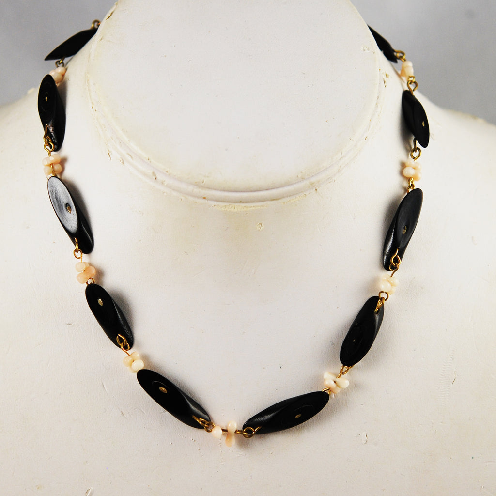 Black and Angel Skin Coral Necklace