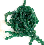 Green Emerald Gemstone Carved Floral Beads