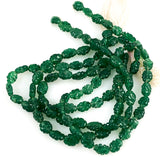 Green Emerald Gemstone Carved Floral Beads