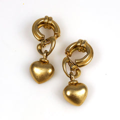 Erwin Pearl Designer Gold Heart Clip On Earrings