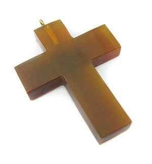 Amber Cross Pendant Natural Buffalo Horn Brown