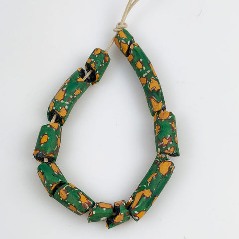 Antique Green & Yellow Millefiori African Trade Beads