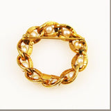 Gold Pearl Circle Pin Brooch Vintage