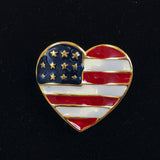 USA Heart Patriotic Brooch Vintage