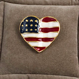 USA Heart Patriotic Brooch Vintage