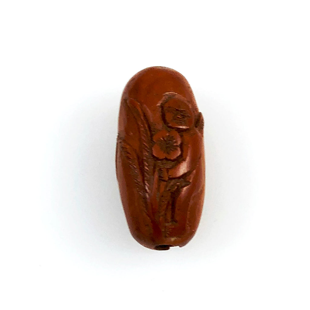 Chinese Carved Hediao Fruit Pit Bead