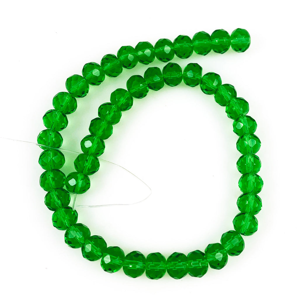 Green Faceted 8mm Round Beads