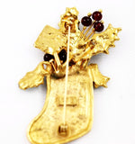 Back of KC Christmas Stocking Brooch Pin Holiday Vintage