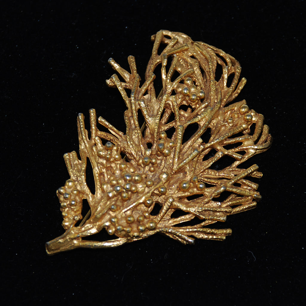 Vintage gold leaf brooch