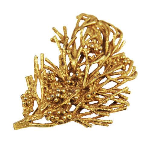 Vintage gold leaf berry brooch