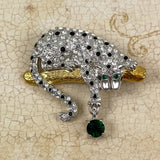 Leopard Rhinestone Brooch Vintage OPCCN