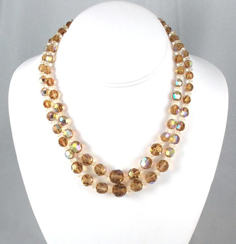 Swarovski Crystal Topaz Double Strand Necklace