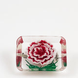 Lucite Reverse Carved Floral Pin