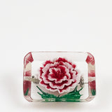 Vintage Lucite Reverse Carved Floral Pin