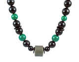 Green & Black Lucite Necklace Vintage