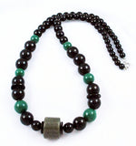 Green & Black Lucite Necklace Vintage