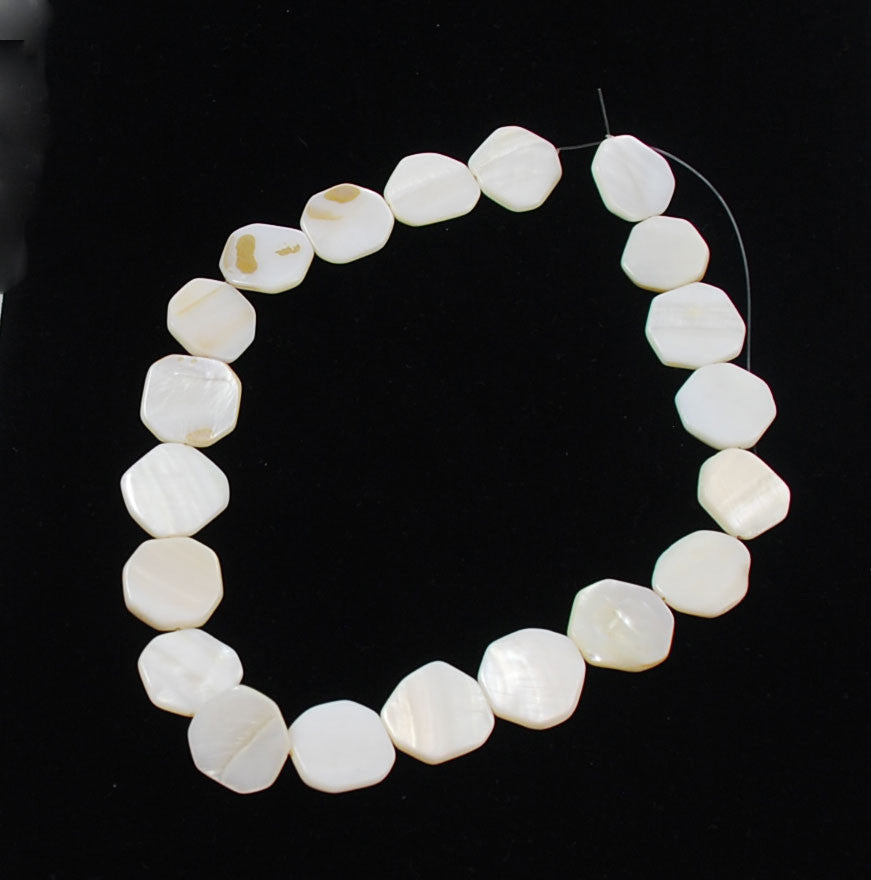 White Mother of Pearl Shell Octagon Beads Strand