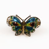 Vintage Plique-á-jour Enamel Butterfly Brooch