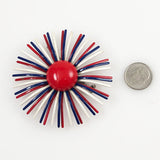 Red White Blue Enamel Starburst Brooch Vintage