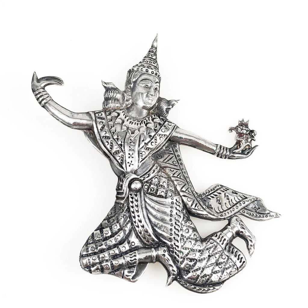 Sterling Goddess Mekkala Brooch Vintage Siam