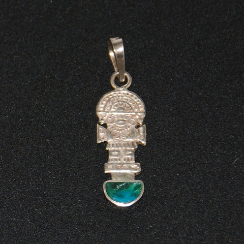 Mayan Chrysocolla Sterling Silver Charm