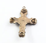 Back of Native American Sterling Inlaid Cross with Hearts