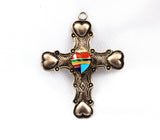 Native American Sterling Inlaid Cross with Hearts