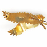 Gold Damascene Leaf Brooch Spain