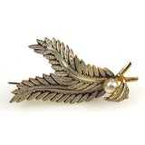 Gold Damascene Leaf Brooch Spain