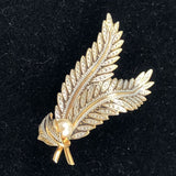 Gold Damascene Leaf Brooch Spain