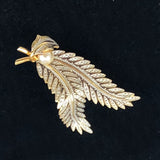 Gold Damascene Leaf Brooch 