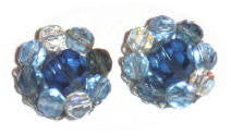Marvella Blue Crystal Beaded Earrings Signed