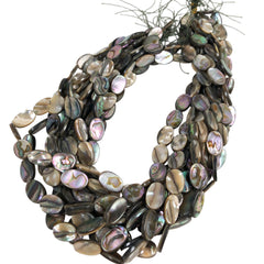 Abalone Shell Flat Oval Beads Strand 15 x 10mm