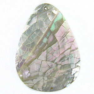 Abalone Shell Crackled Teardrop Pendant