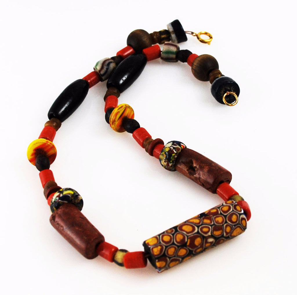 African Trade Bead Necklace BOHO