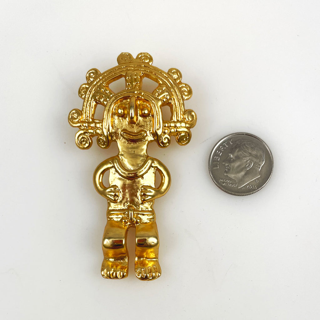 Gold Mayan Pendant Alva Museum Replicas Vintage