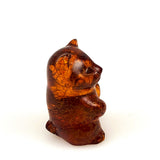 Vintage amber bear figurine carved